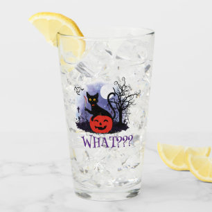 Verre Drôle Halloween Bewitched Chat noir Quoi?