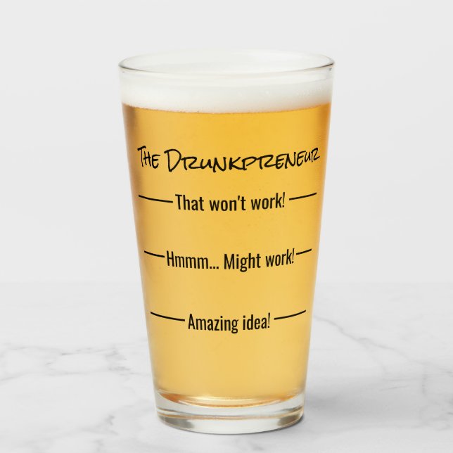 Verre Drôle La Bière Drunkpreneur (Devant (rempli))