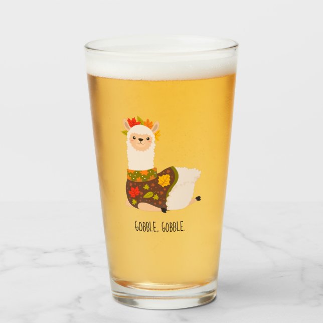 Verre Drôle Llama Turquie Thanksgiving (Devant (rempli))