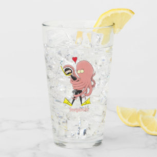 Verre Drôle pieuvre embrasse plongeur dessin animé humou