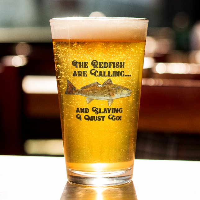 Verre Drôle Rupin Appelant Quote Pêcheur Poisson (Redfish Addicted to Fishing Beer Glass)