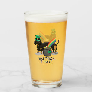 Verre Drôle St. Patrick's Day Dachshund (noir & bronzage