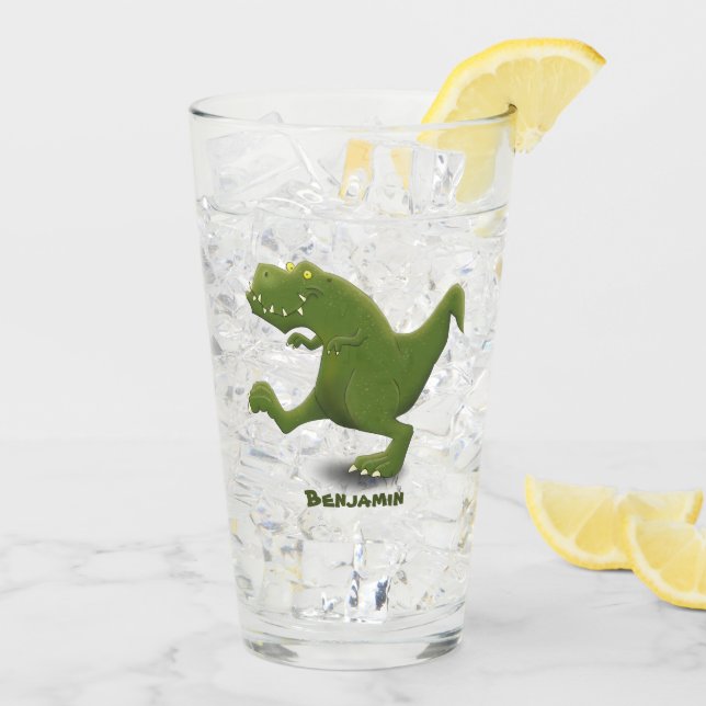Verre Drôle T rex dinosaure dessin animé humour (Dos glace)
