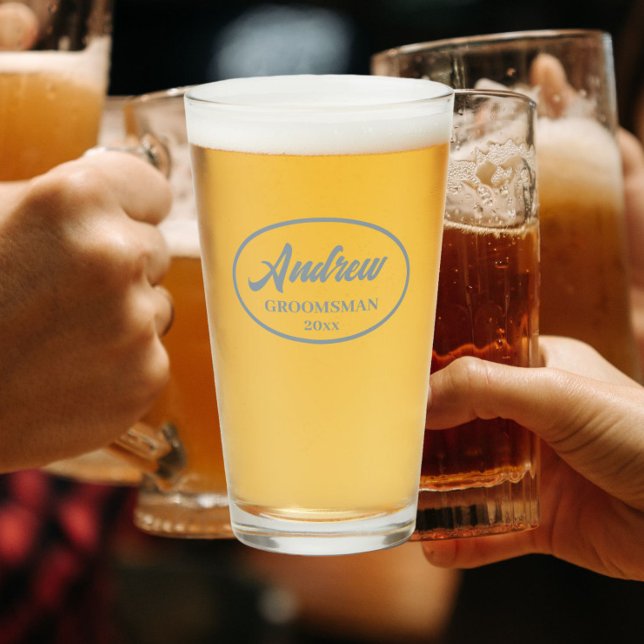 Verre Dusty Blue Stylisé Mariage Groomsman (In Situ)