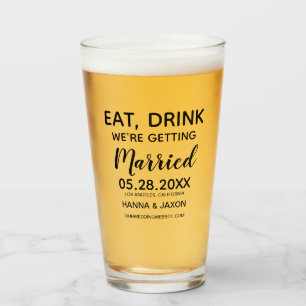Verre Eat Drink On se marie Sauvez la date