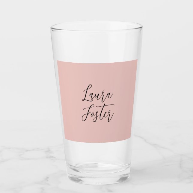Verre Écriture manuscrite classique Nom élégant Rose Gol (Devant)