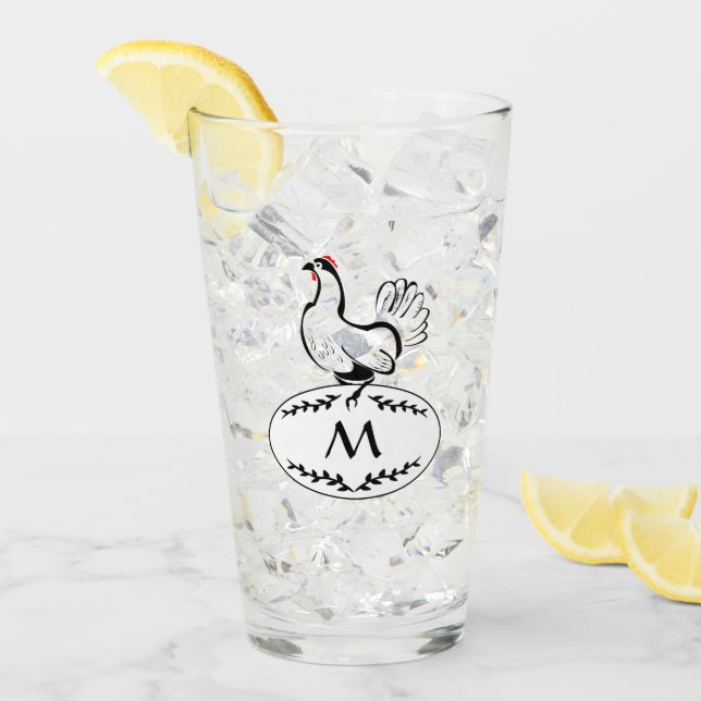 Verre Élasant noir et blanc sur un oeuf de monogramme (Devant glace)