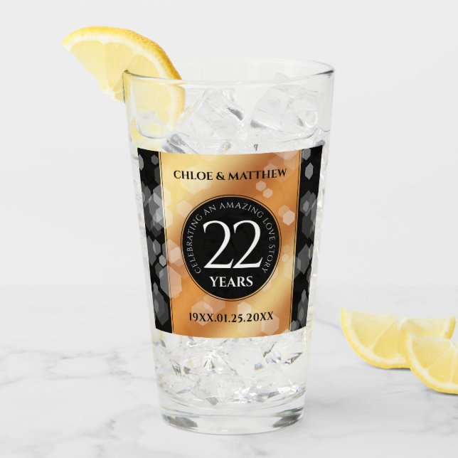 Verre Élégant 22e anniversaire de Mariage de cuivre (Devant glace)