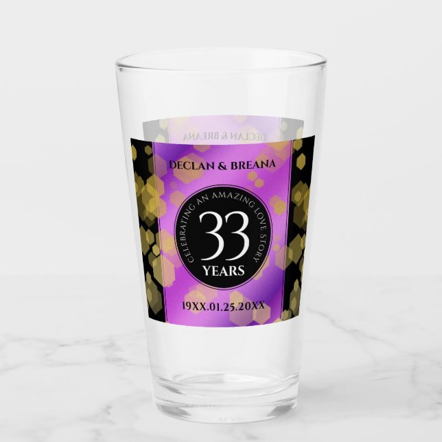 Verre Élégant 33e anniversaire du Mariage Améthyste (Devant)