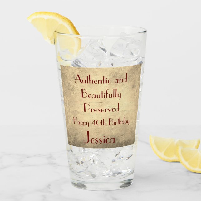 Verre Elégant 40e anniversaire personnalisé (Devant glace)