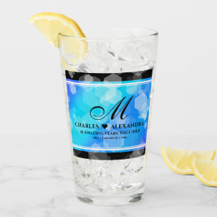 Verre Élégant 41ème Anniversaire de Mariage Topaze Bleue