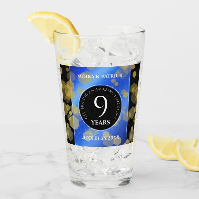Verre Élégant 9e anniversaire Mariage Lapis Lazuli (Devant glace)