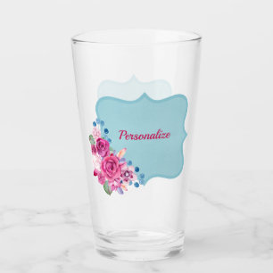 Verre Elégant Bouquet Rose Bleu bébé Personnaliser