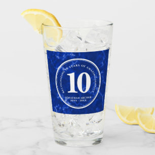 Verre Élégant Marbre Bleu 10 Anniversaire du travail