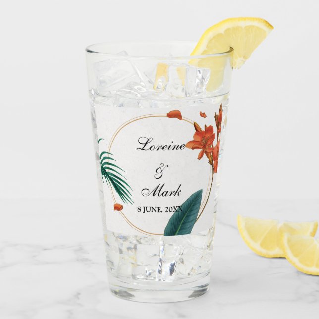 Verre Élégant Mariage floral tropical (Dos glace)