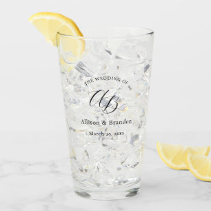 Verre Élégant Mariage Monogramme Script personnalisé