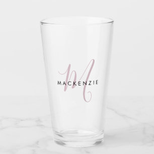 Verre Élégant Moderne Blush Pink Script Monogramme
