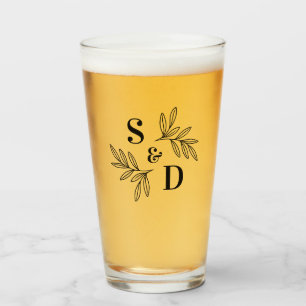 Verre Élégant n'importe quelle couleur mariage monogramm