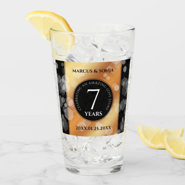 Verre Élégante 7ème anniversaire du Mariage de cuivre (Devant glace)
