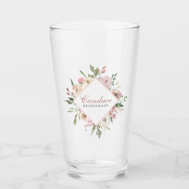 Verre Élégante domestique rose florale personnalisée (Devant)