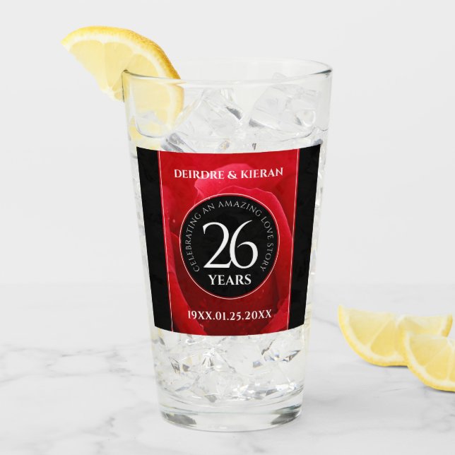 Verre Élégante fête du 26e anniversaire du Mariage Rose (Devant glace)