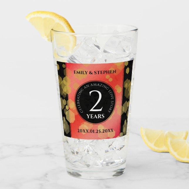 Verre Élégante fête du 2e anniversaire du Mariage Garnet (Devant glace)