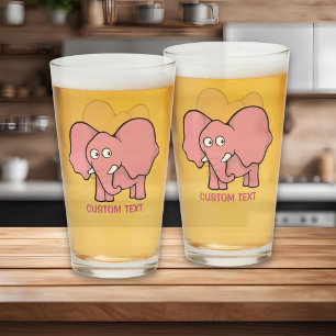 Verre Élément de dessin animé éléphant rose