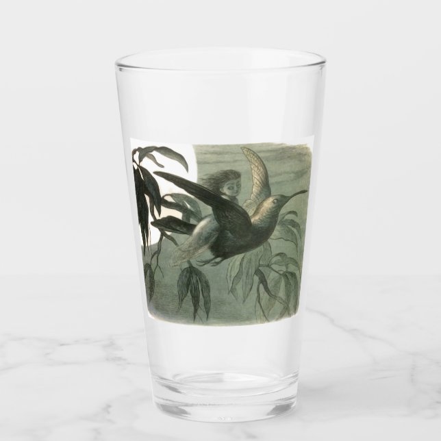 Verre Elf Fairies Elves Lune Scène nocturne Oiseau Volan (Devant)