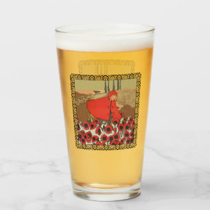 Verre Embarquement cueillir des fleurs rouges Loup sur l