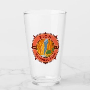 Verre Emblème de la boussole rétro du parc national Zion
