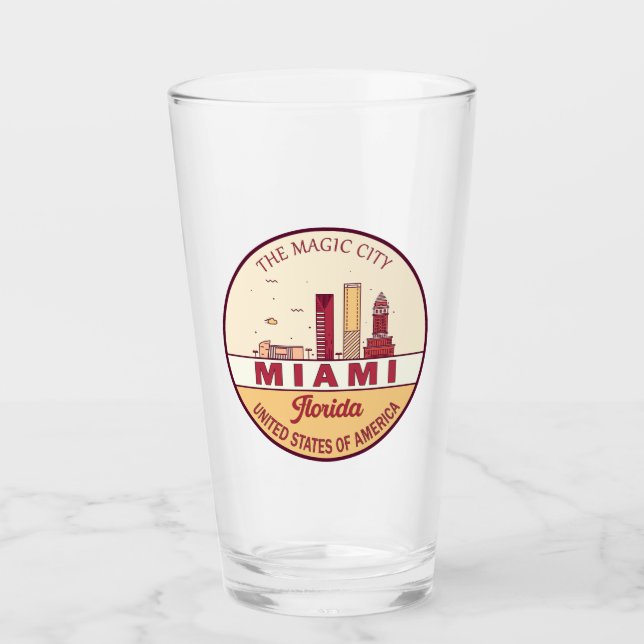 Verre Emblème de Miami Florida City Skyline (Devant)