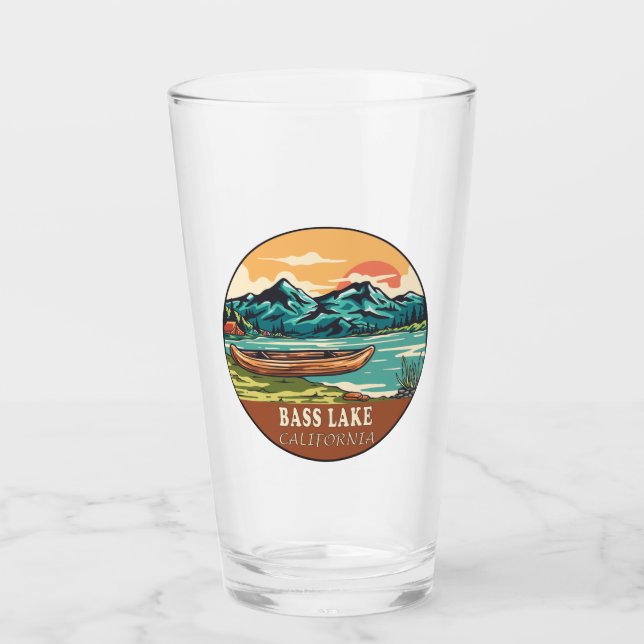 Verre Emblème de pêche nautique de Bass Lake California (Devant)