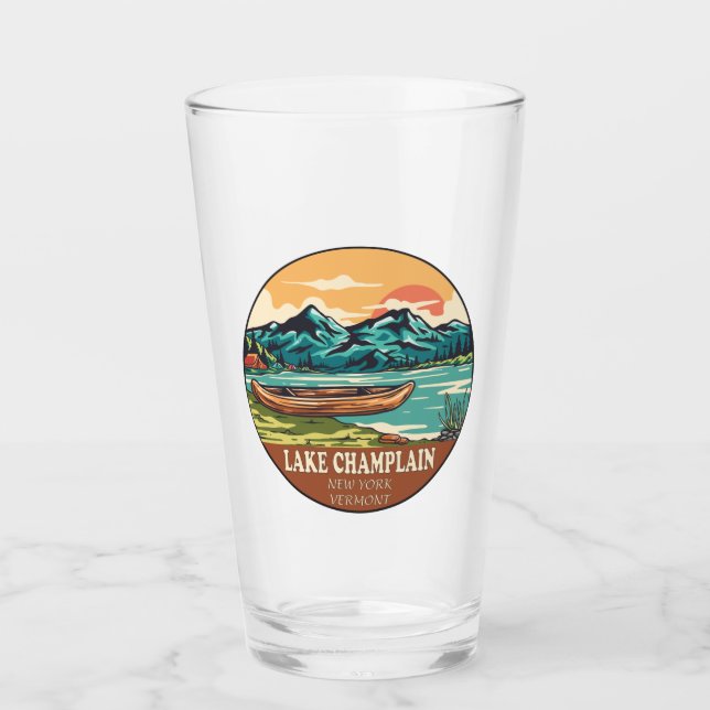 Verre Emblème de pêche nautique du lac Champlain (Devant)