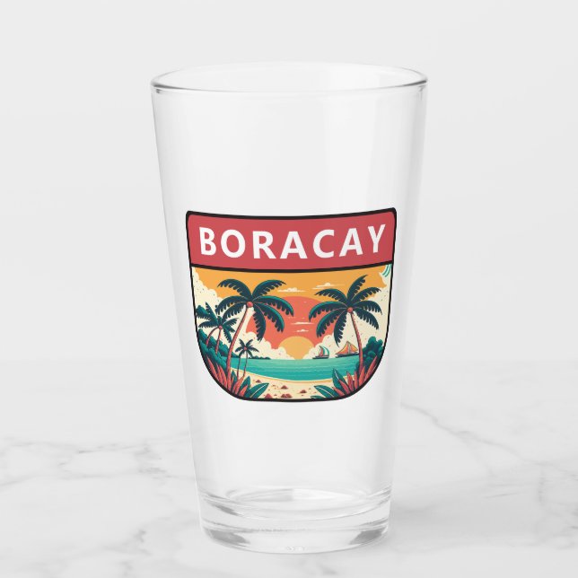 Verre Emblème rétro de Boracay Philippines (Devant)