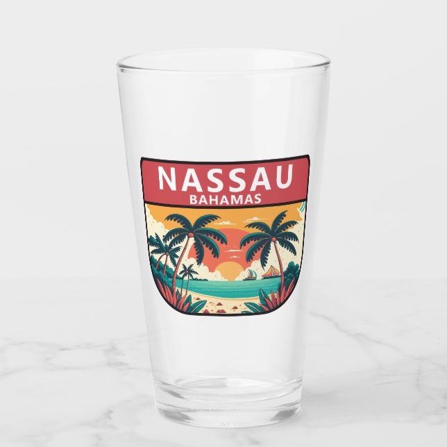 Verre Emblème rétro de Nassau Bahamas (Devant)