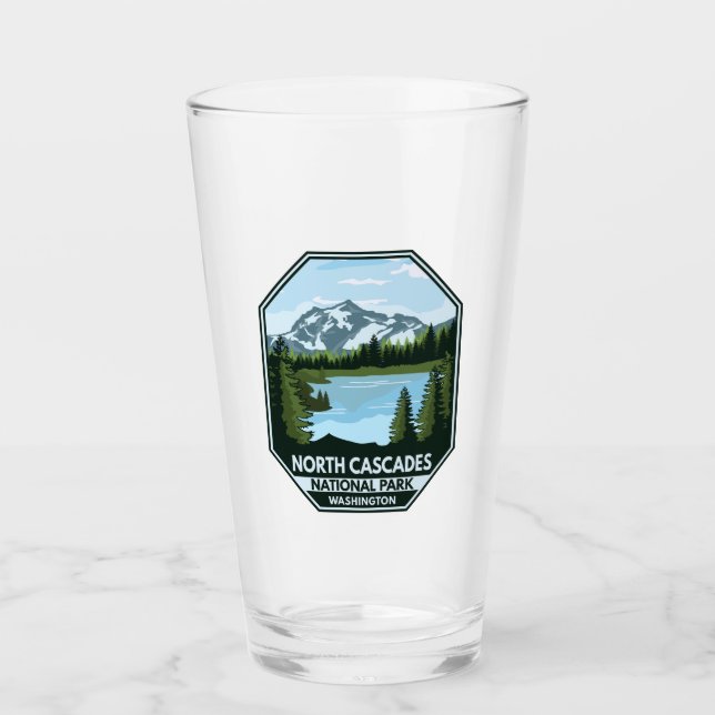 Verre Emblème rétro minimal du Parc national des Cascade (Devant)