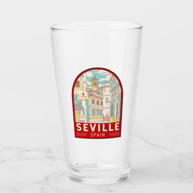Verre Emblème rétro voyage Séville Espagne (Devant)