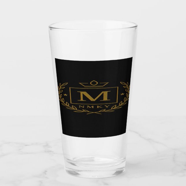 Verre "Emblème Royal NMKY – Monogramme M Dessin de Crête (Devant)