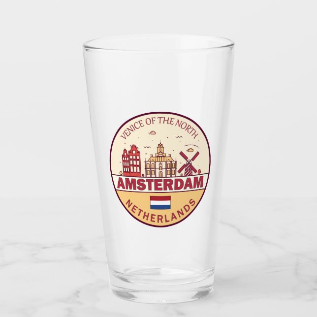 Verre Emblème Skyline d'Amsterdam Pays-Bas City (Devant)
