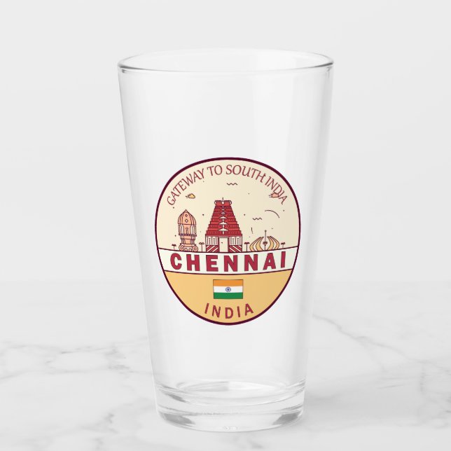 Verre Emblème Skyline de Chennai India City (Devant)