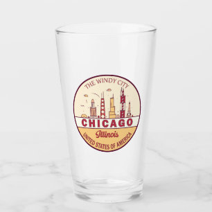 Verre Emblème Skyline de Chicago Illinois City