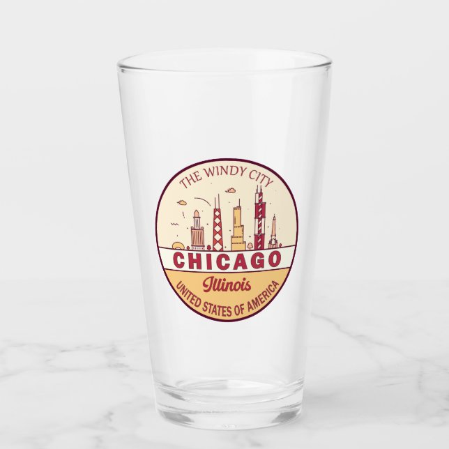 Verre Emblème Skyline de Chicago Illinois City (Devant)