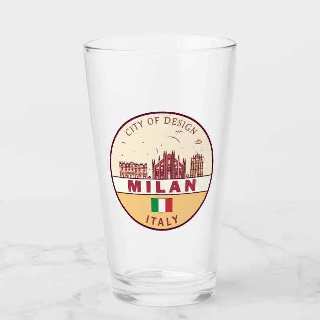 Verre Emblème Skyline de Milan Italie (Devant)