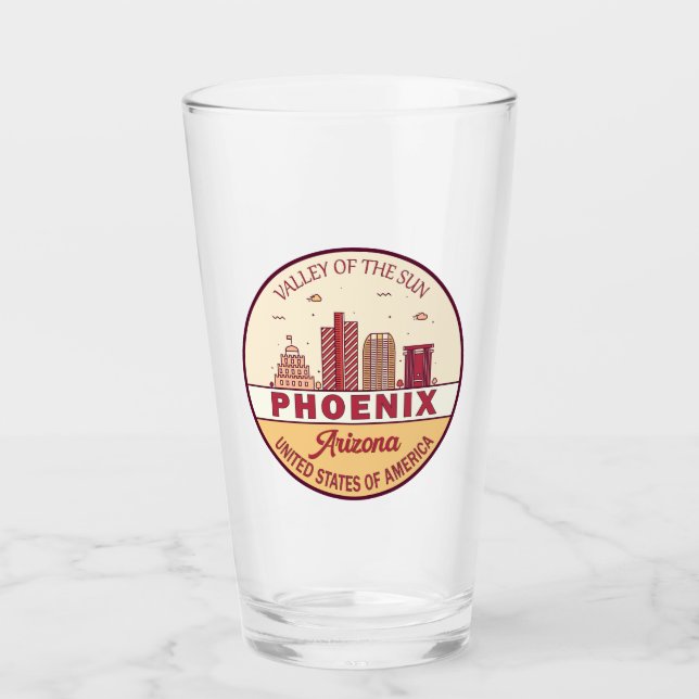 Verre Emblème Skyline Ville Phoenix Arizona (Devant)