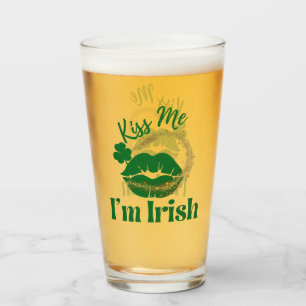 Verre Embrasse-moi Je suis Irlandais Lèvres et Shamrock
