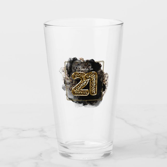 Verre Empreinte de léopard Cheers to 21st Birthday Hip B (Devant)