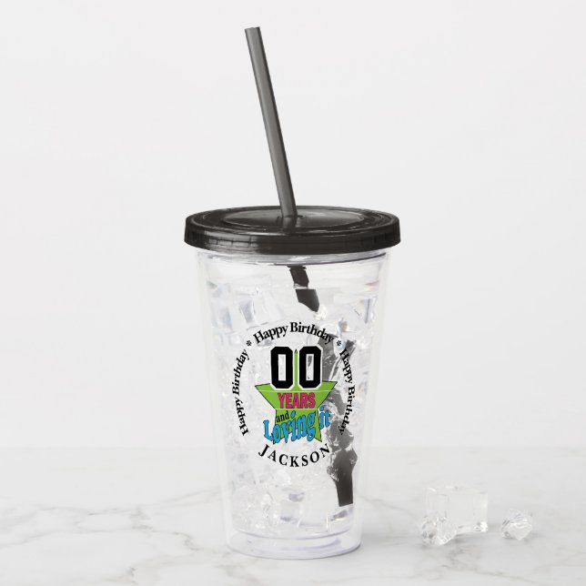 Verre En Acrylique 00 ans et l'amour | Anniversaire (Devant glace)