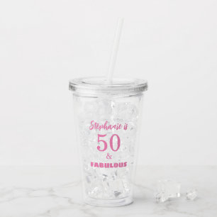 Verre En Acrylique 50 Fabuleux Anniversaire Nom Monogram Cadeau Favor