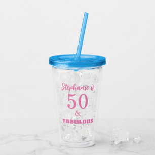 Verre En Acrylique 50 Fabuleux Cadeau Anniversaire Prénom Monogramme