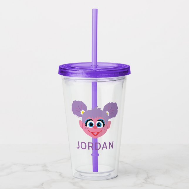 Verre En Acrylique Abby Cadabby | Face de fleurs | Ajouter Votre Nom (Devant)